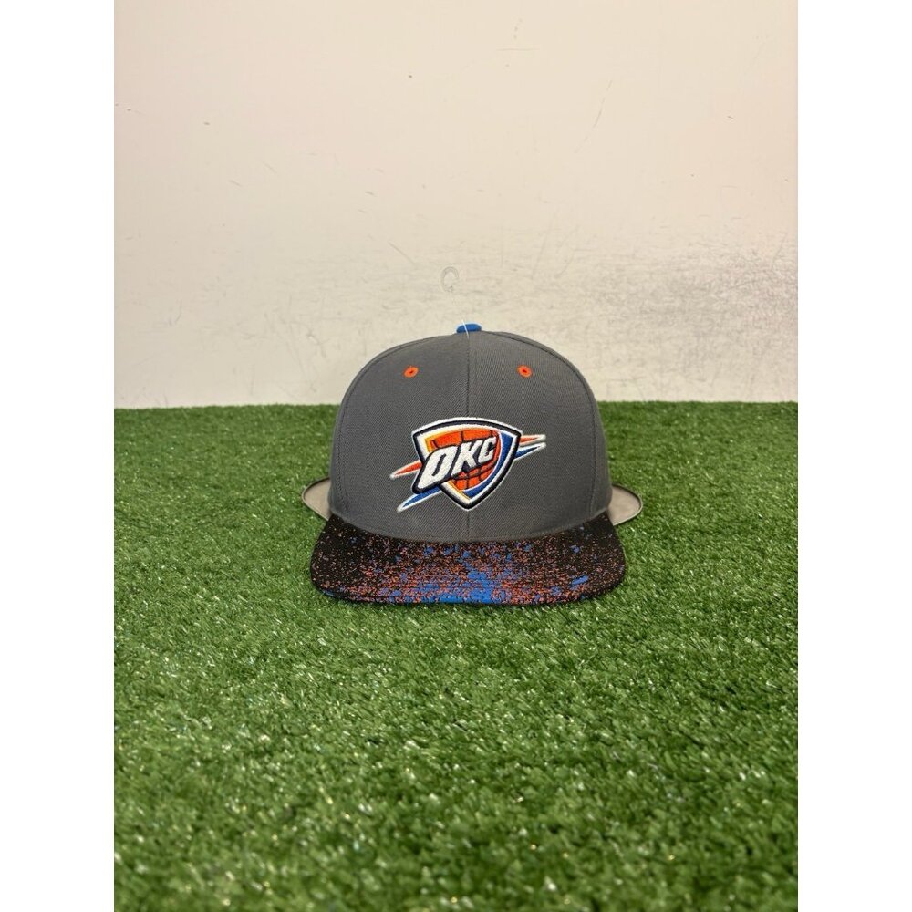 Oklahoma City Thunder hat cap snap back gray Mitchelle & Ness splash wool mens